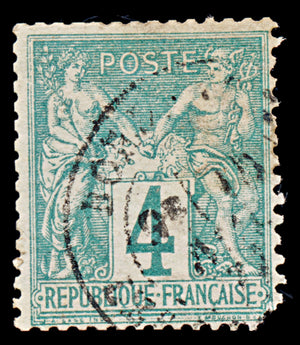 7961: France SG214 4c Green 1876 Sc#66 Mi58I Used C£75