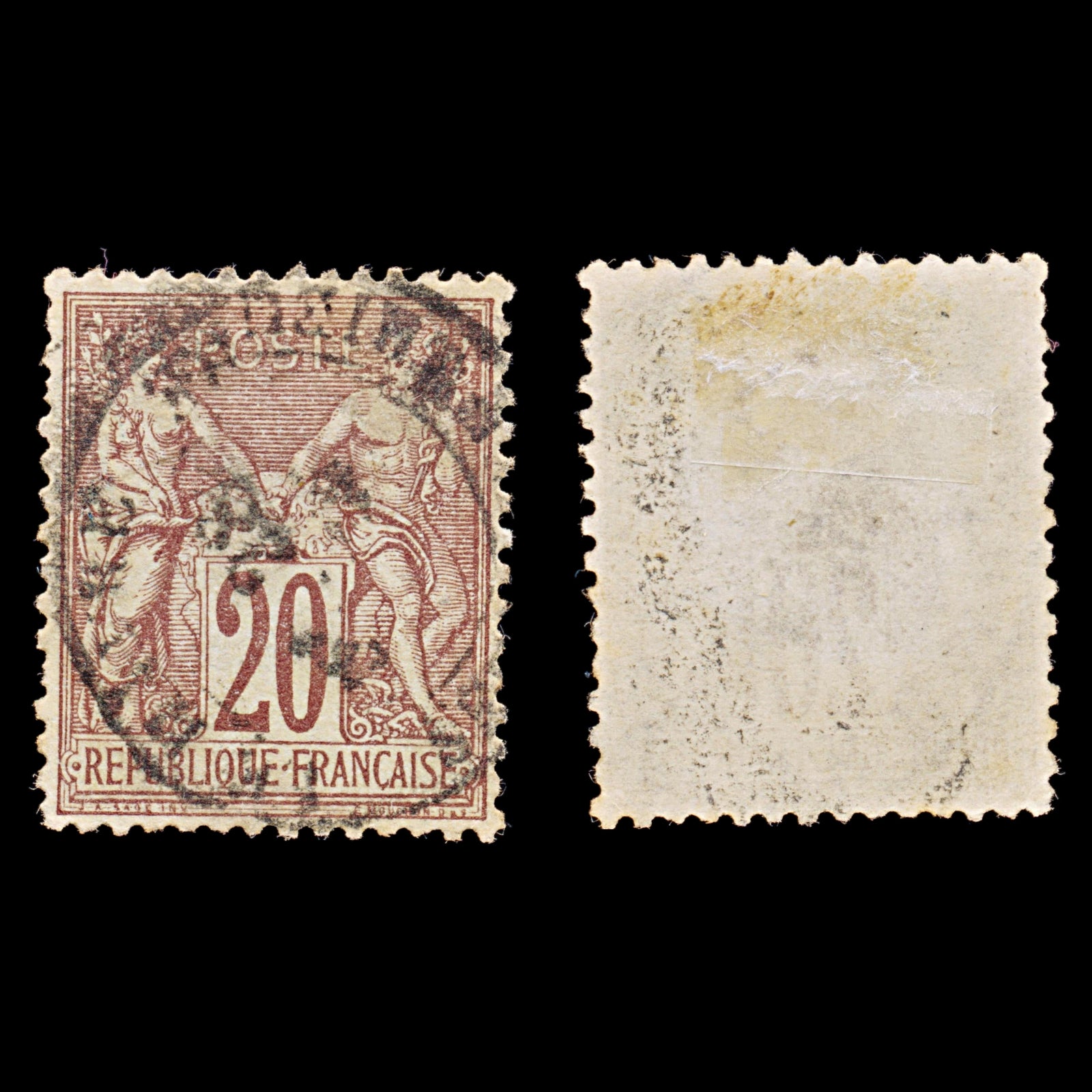 7963: France SG219 20c Red Brown 1876 Sc#70 Mi62I Used C£19