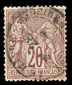 7963: France SG219 20c Red Brown 1876 Sc#70 Mi62I Used C£19