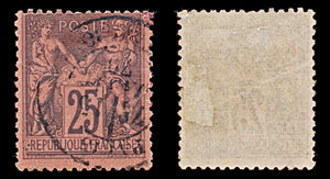 7964: France SG262 25c Black 1878 Sc#93 Mi74 Used C£28