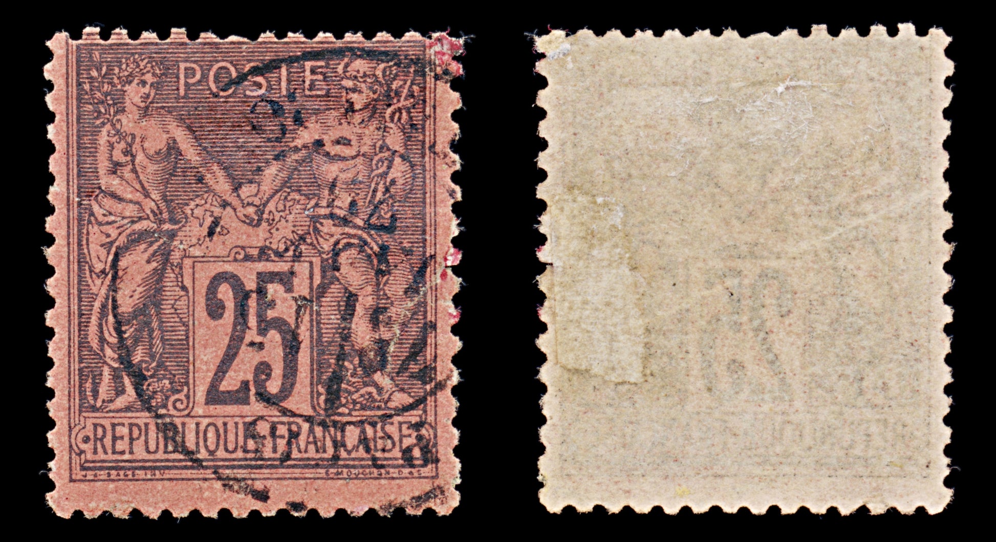 7964: France SG262 25c Black 1878 Sc#93 Mi74 Used C£28