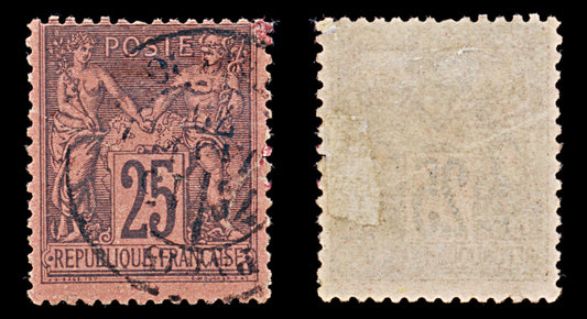 7964: France SG262 25c Black 1878 Sc#93 Mi74 Used C£28