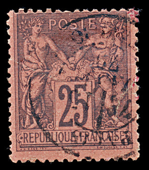7964: France SG262 25c Black 1878 Sc#93 Mi74 Used C£28