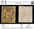 7965: France SG274 75c Brown 1890 Sc#102a Used C£50