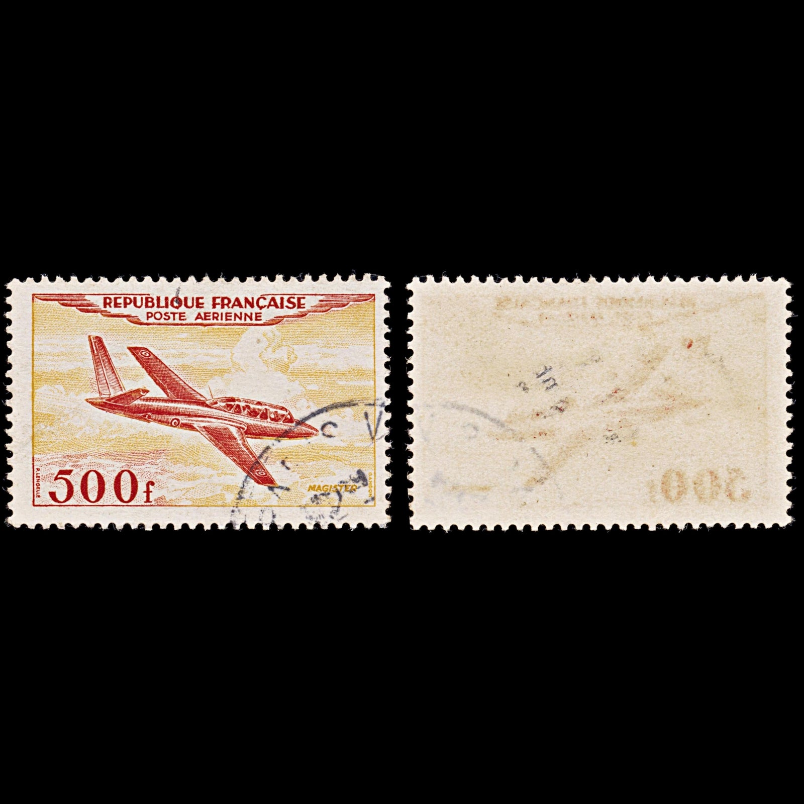 7972: France SG1196 500F Orange red & Orange yellow 1954 Sc#C31 Mi989 Used C£18