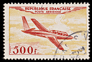 7972: France SG1196 500F Orange red & Orange yellow 1954 Sc#C31 Mi989 Used C£18