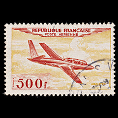 7972: France SG1196 500F Orange red & Orange yellow 1954 Sc#C31 Mi989 Used C£18, view 3
