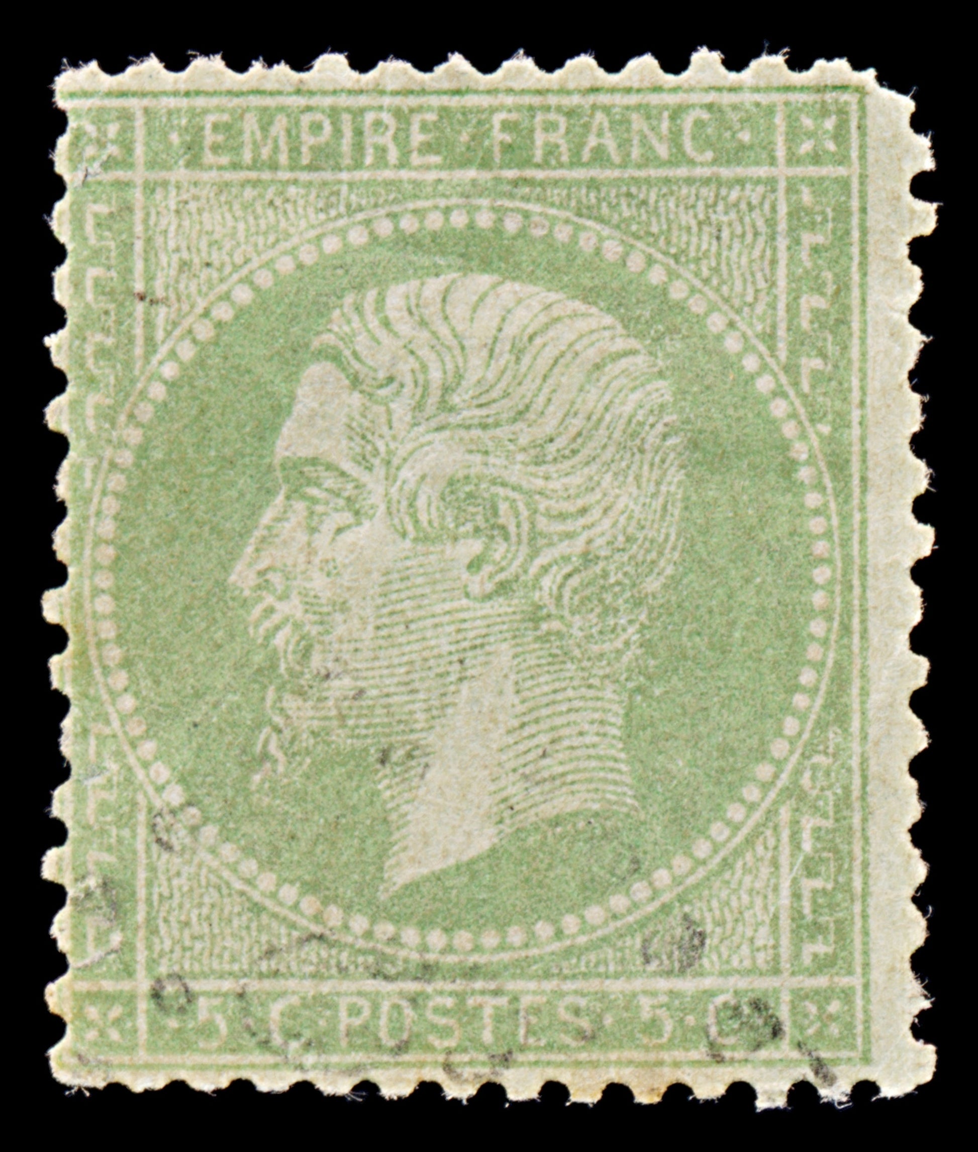 7974: France SG89 5c Green 1862 Sc#23 Mi19a Used C£13