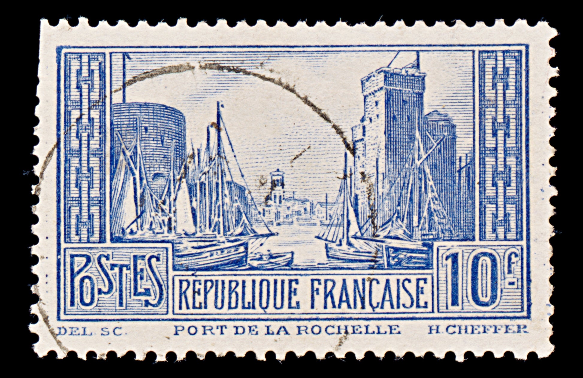 7984: France SG474b 10F Blue 1931 Sc#252 Mi241IIIa Used C£20
