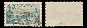 7988: France SG601 20F Black blue green 1938 Sc#347 Mi415 Used C£23