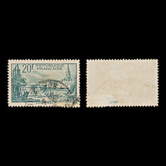 7988: France SG601 20F Black blue green 1938 Sc#347 Mi415 Used C£23, view 2