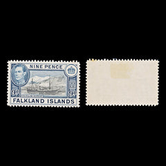 7990: Falkland Islands SG157 9d Black & Grey blue 1938 Sc#90 Mi87 Mint MH C£28, view 1