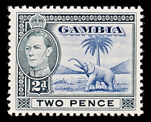 7993: Gambia SG153 2d Blue & Black 1938 Sc#135 Mi127 Mint MLH C£15