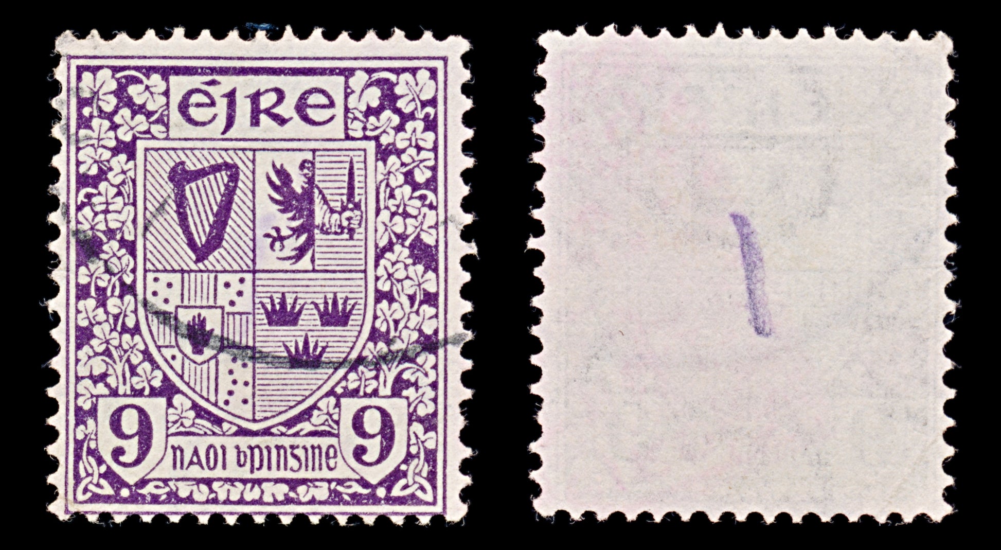 8001: Ireland SG80 9d Deep violet 1923 Sc#74 Mi49A Used C£22