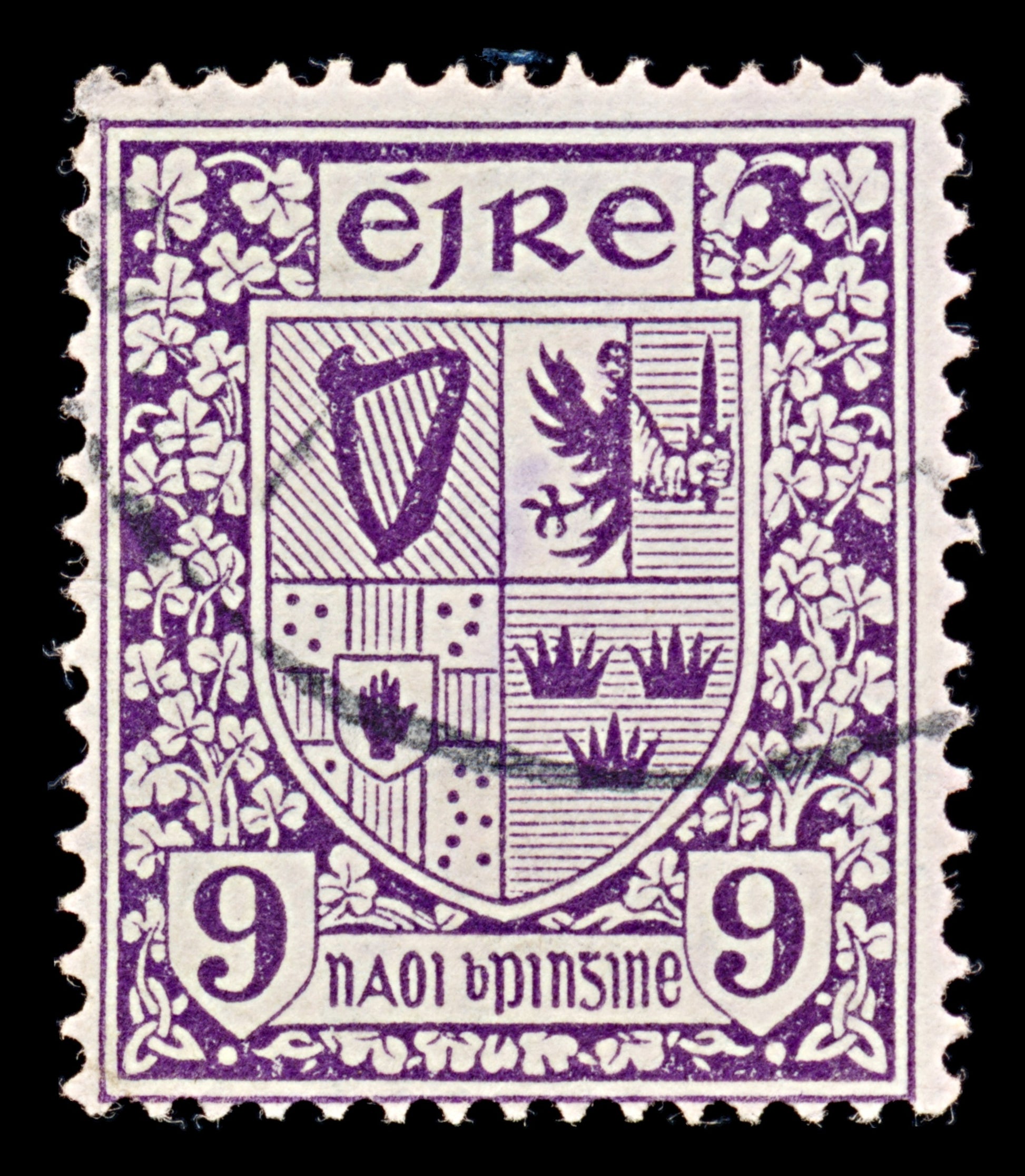 8001: Ireland SG80 9d Deep violet 1923 Sc#74 Mi49A Used C£22