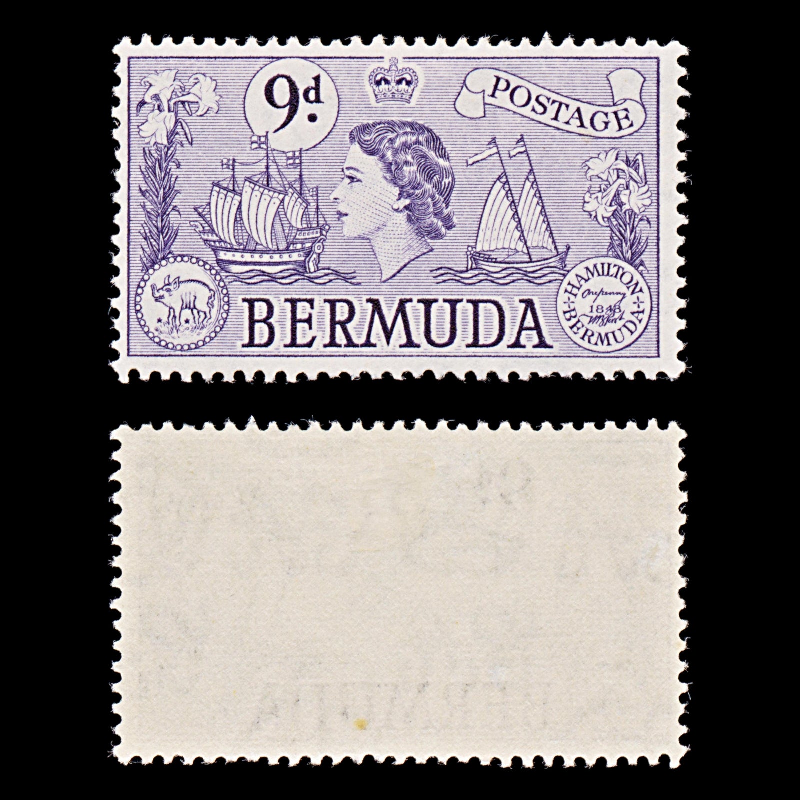 8009: Bermuda SG143b 9d Violet 1958 Sc#154 Mi140 Mint MLH C£12