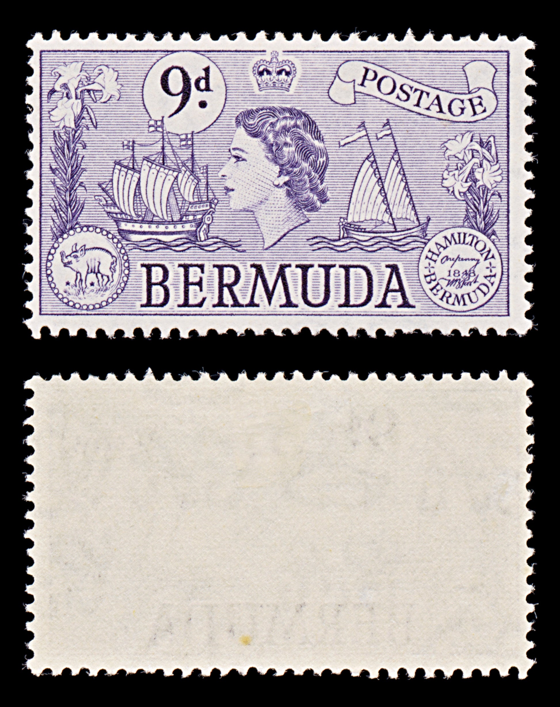 8009: Bermuda SG143b 9d Violet 1958 Sc#154 Mi140 Mint MLH C£12