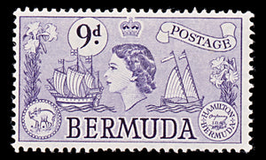 8009: Bermuda SG143b 9d Violet 1958 Sc#154 Mi140 Mint MLH C£12