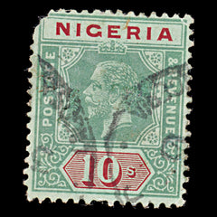 8028: Nigeria SG11 10s Red & Bluish green 1914 Sc#17 Mi11ay Used C£180, view 3