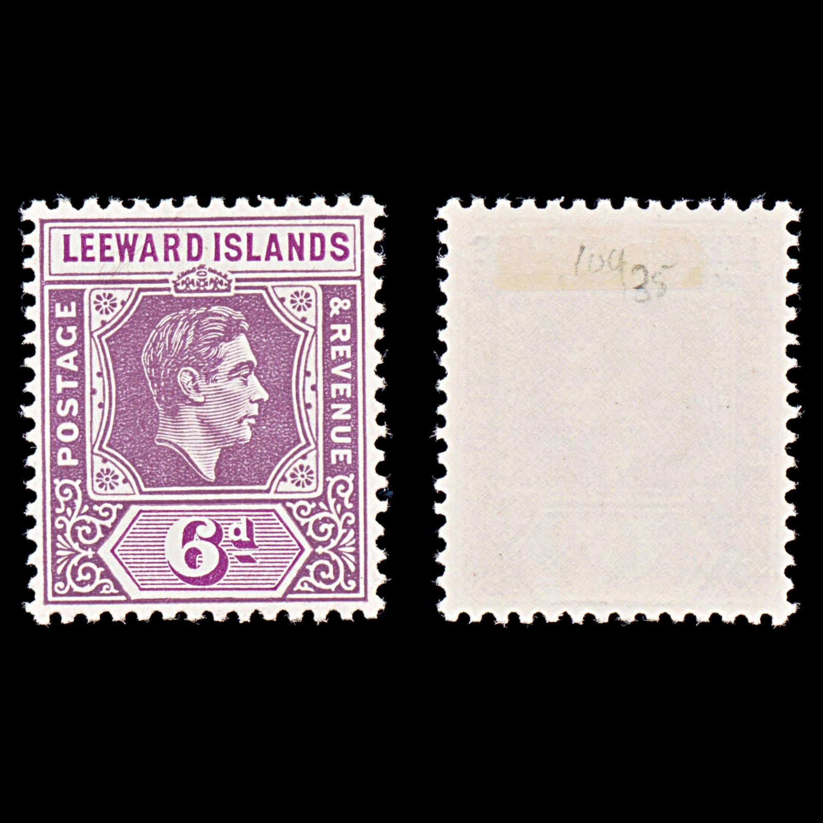 8032: Leeward Islands SG109 6d Purple 1938 Sc#110 Mi100a Mint MH C£35