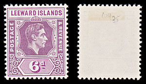 8032: Leeward Islands SG109 6d Purple 1938 Sc#110 Mi100a Mint MH C£35