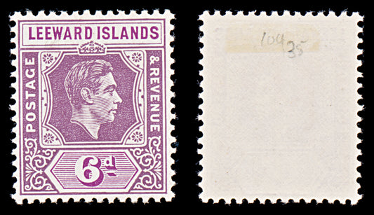 8032: Leeward Islands SG109 6d Purple 1938 Sc#110 Mi100a Mint MH C£35