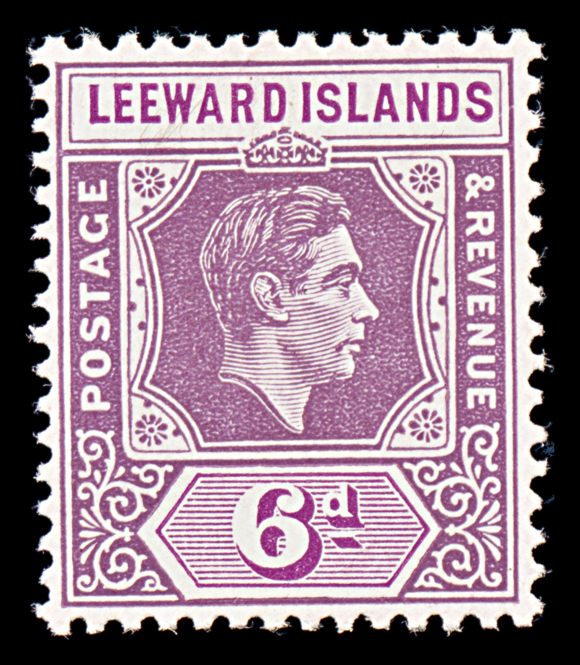 8032: Leeward Islands SG109 6d Purple 1938 Sc#110 Mi100a Mint MH C£35