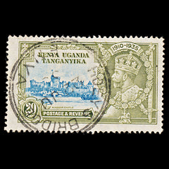 8037: KUT SG124f 20c Blue & Olive. Extra Flag Pole 1935 Used C£130, view 2