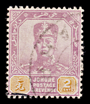 8038: Johore SG62a 2c Orange & Dull purple 1910 Sc#60a Used C£28