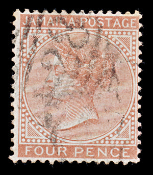 8039: Jamaica SG22 4d Red orange 1883 Sc#22a Used C£22