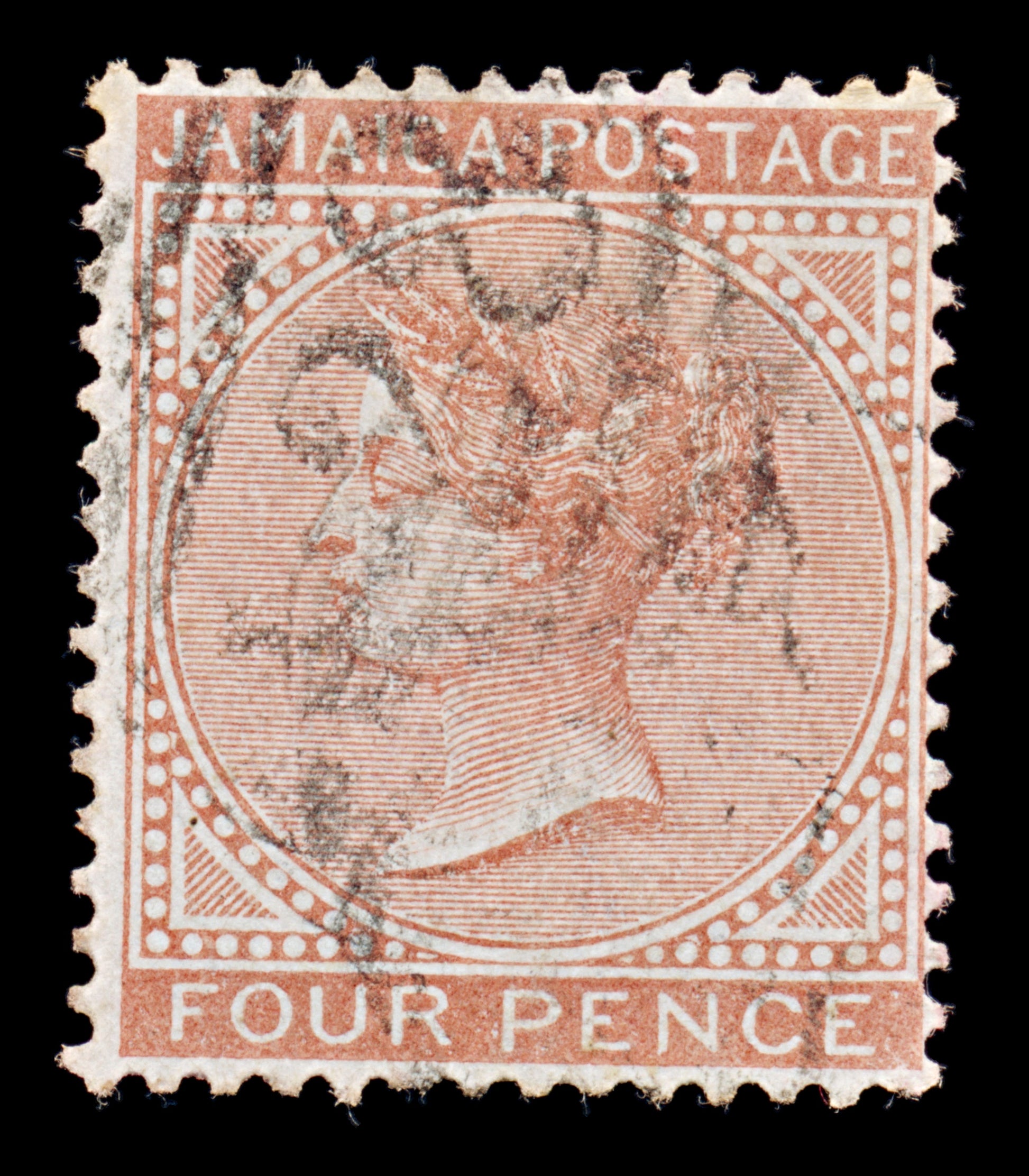 8039: Jamaica SG22 4d Red orange 1883 Sc#22a Used C£22