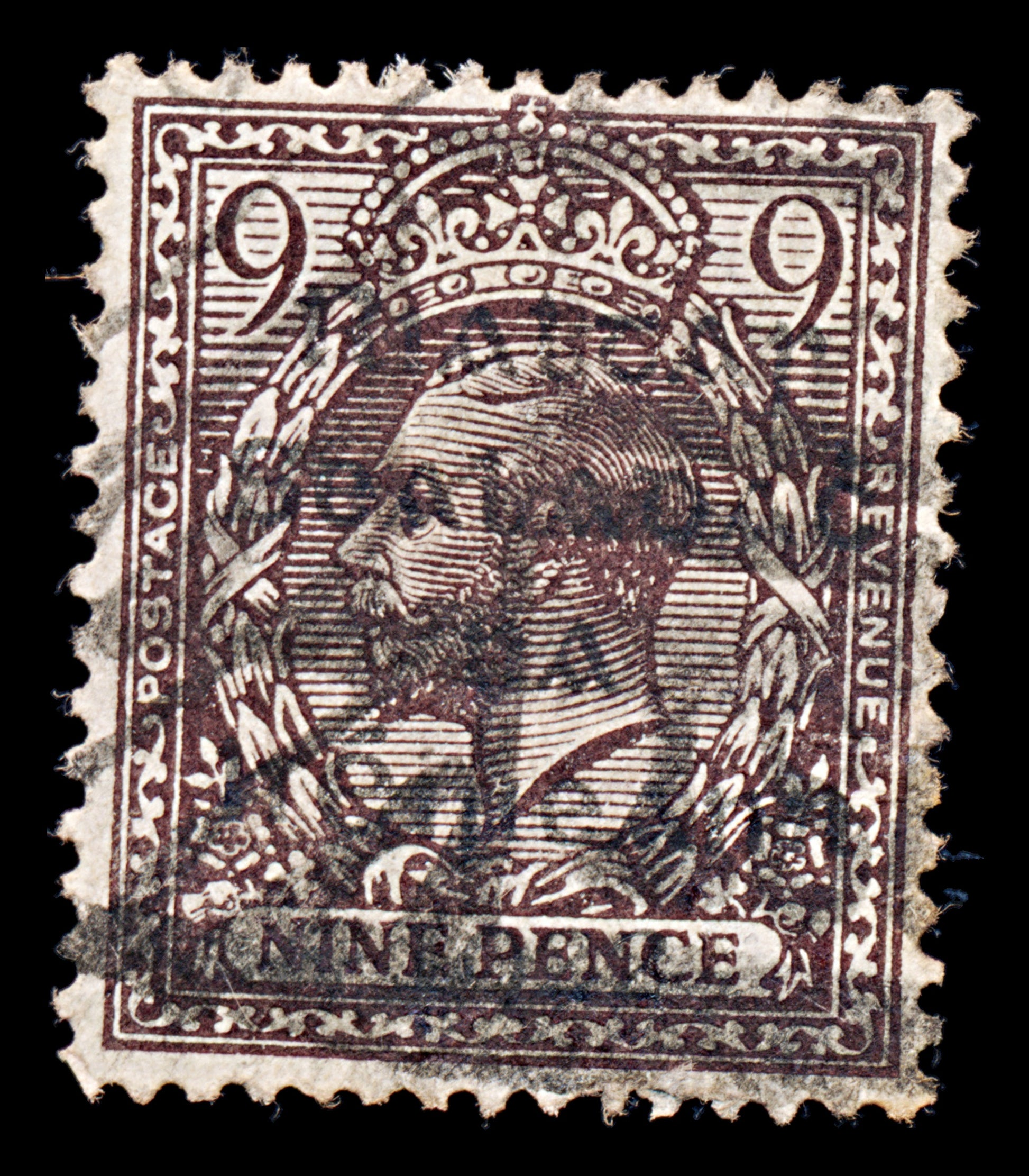 8041: Ireland SG8 9d Violet brown 1922 Sc#7 Mi7a Used C£45