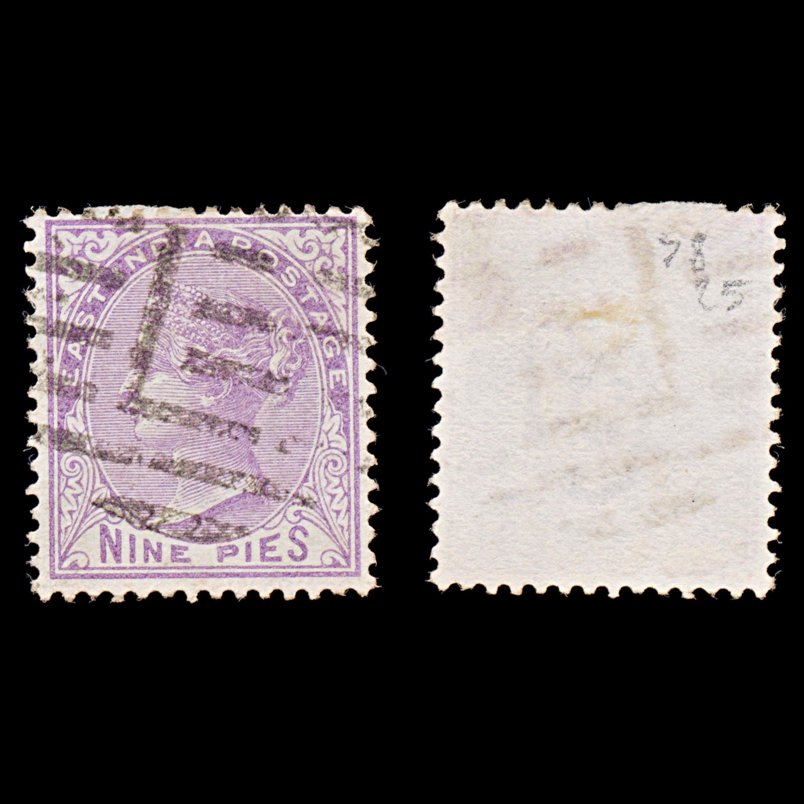 8042: India SG77 9pi Mauve 1874 Sc#32 Mi27 Used C£25