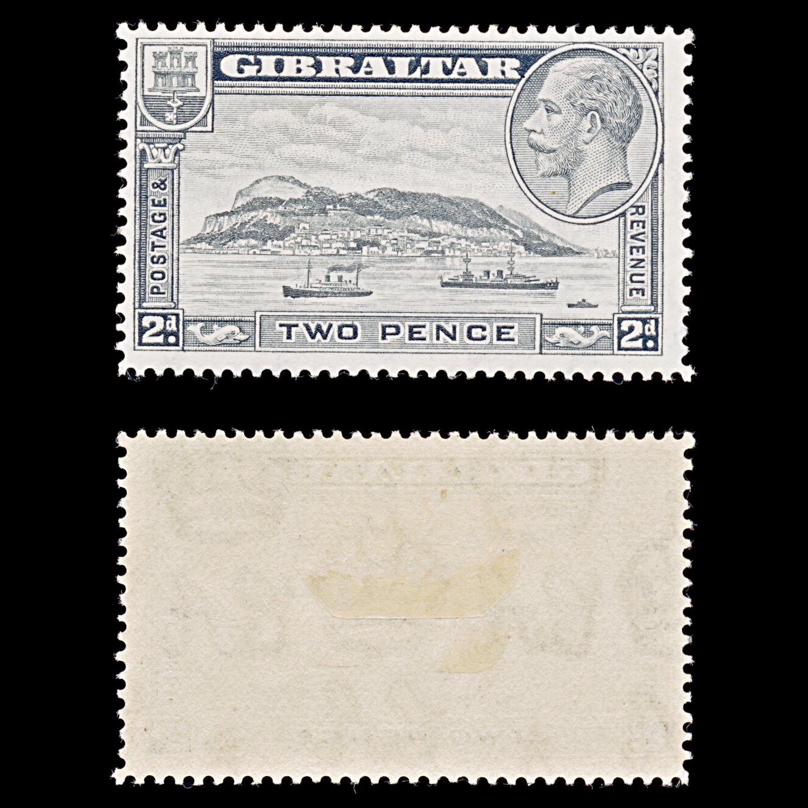 8044: Gibraltar SG112 2d Pale grey 1932 Sc#98 Mi98A Mint MH C£14