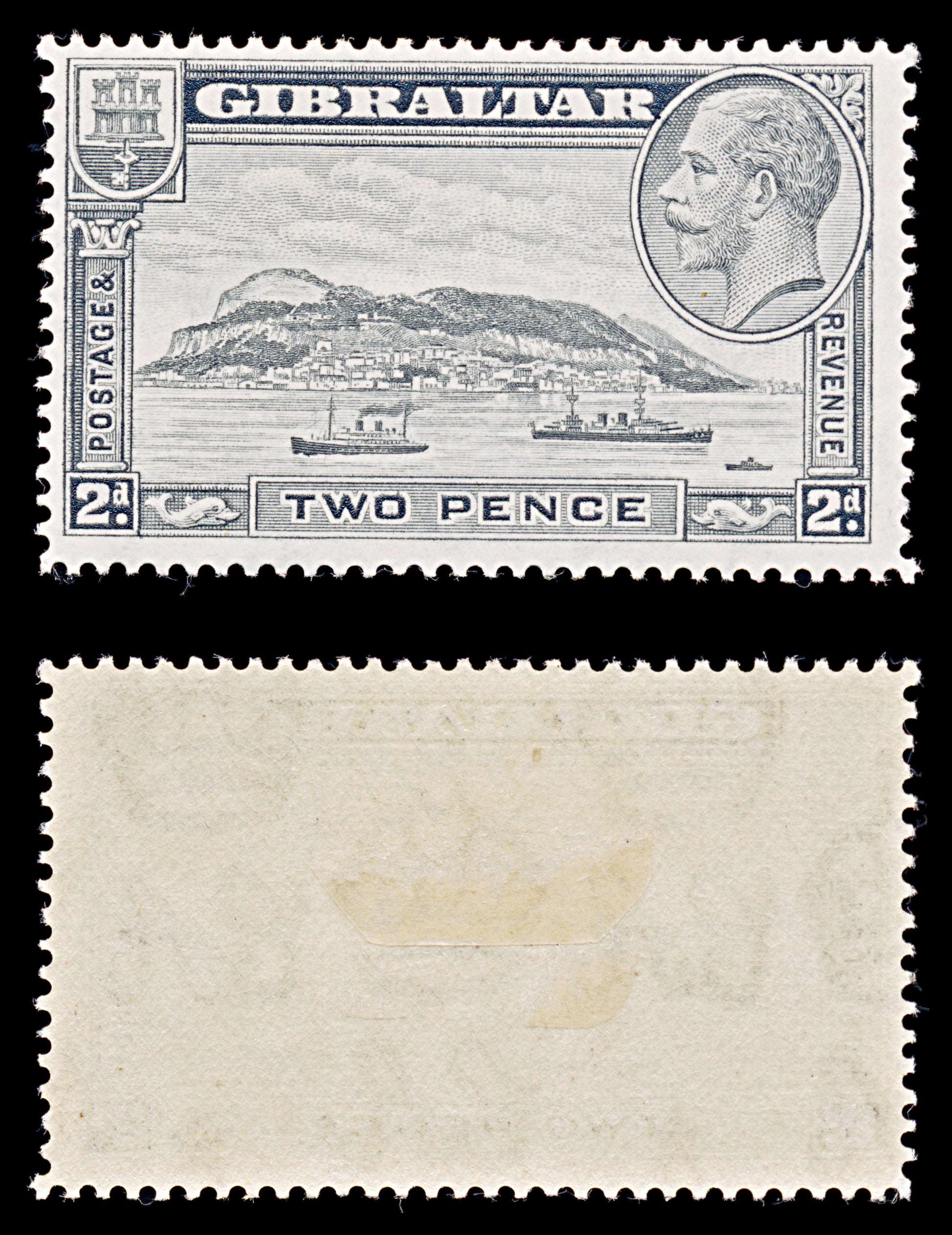 8044: Gibraltar SG112 2d Pale grey 1932 Sc#98 Mi98A Mint MH C£14