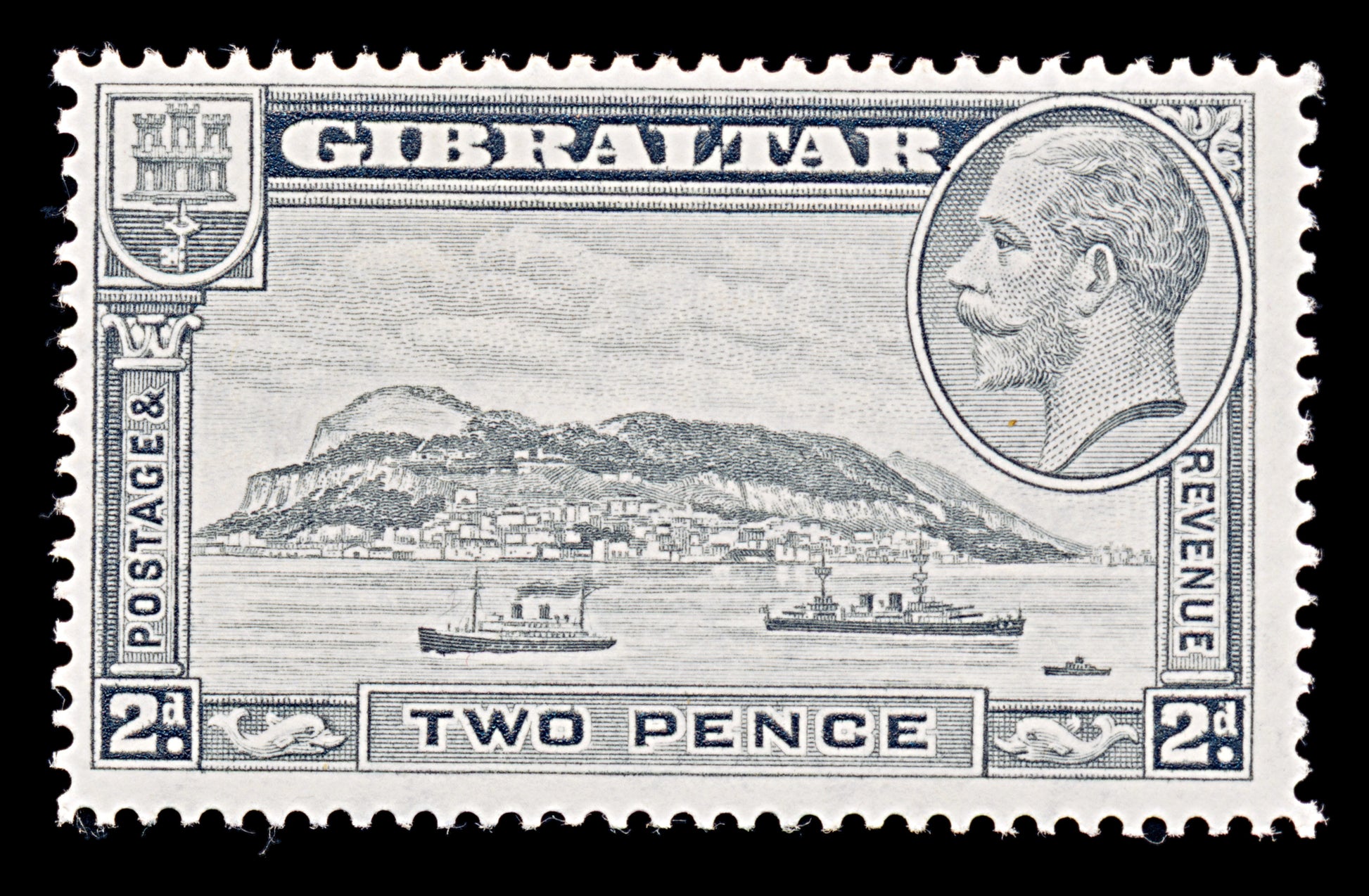 8044: Gibraltar SG112 2d Pale grey 1932 Sc#98 Mi98A Mint MH C£14