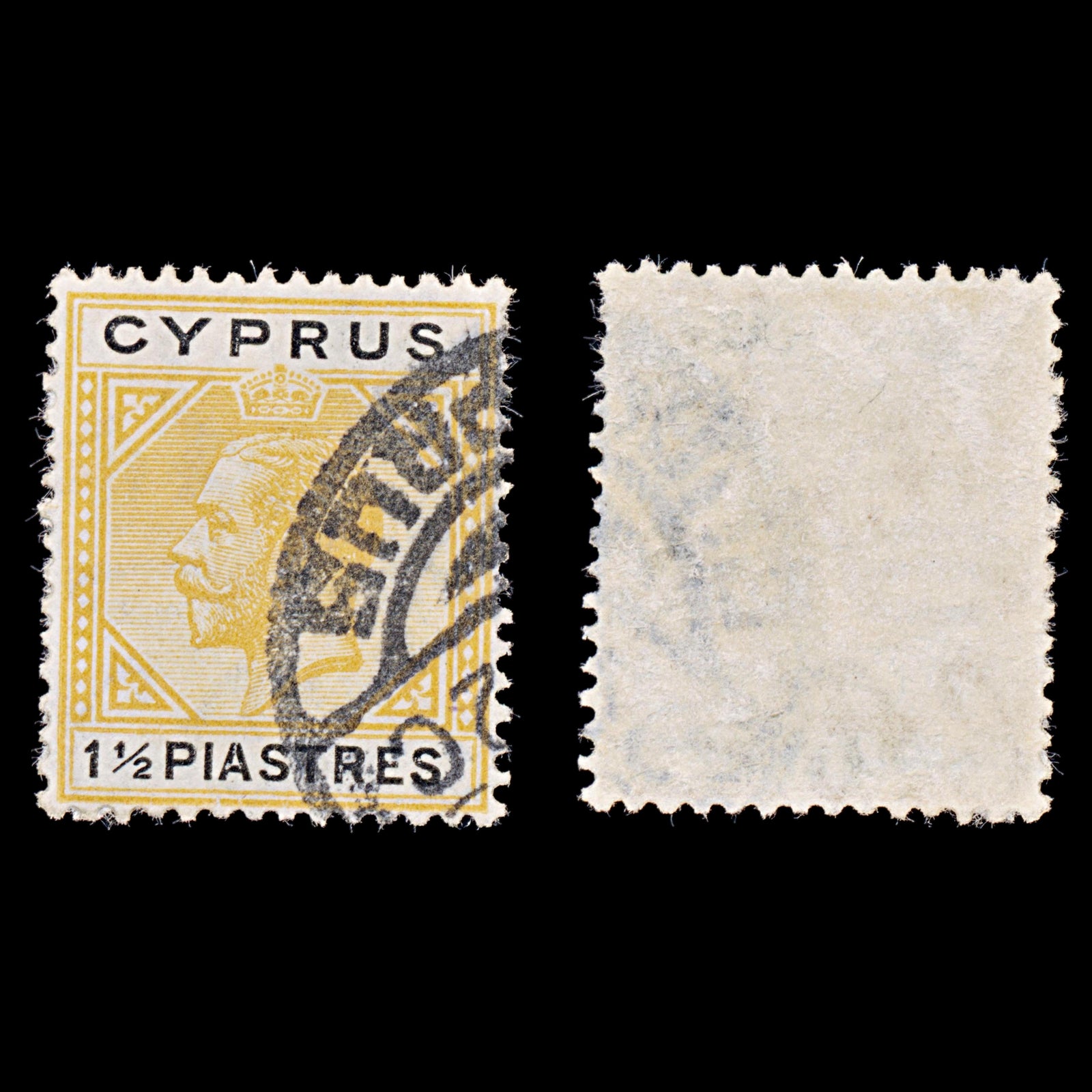 8045: Cyprus SG91 1½pi Black & Yellow 1921 Sc#78 Mi75 Used C£12