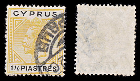 8045: Cyprus SG91 1½pi Black & Yellow 1921 Sc#78 Mi75 Used C£12