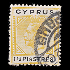 8045: Cyprus SG91 1½pi Black & Yellow 1921 Sc#78 Mi75 Used C£12, view 3