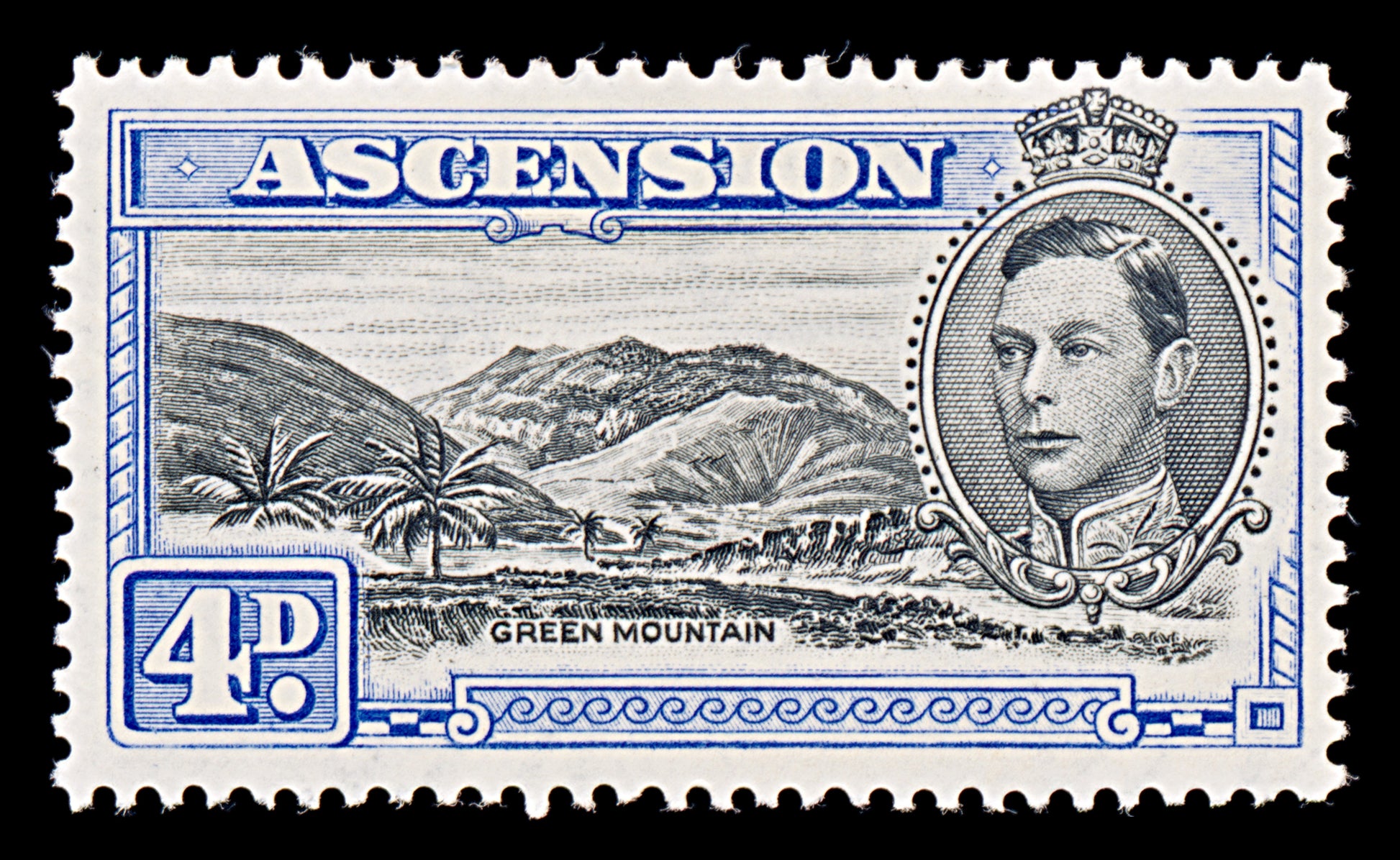 8050: Ascension Island SG42c 4d Black & Blue 1940 Sc#44Bd Mi47A Mint MLH C£18