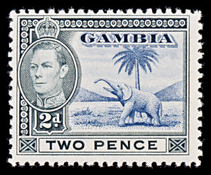 8054: Gambia SG153 2d Blue & Black 1938 Sc#135 Mi127 Mint MLH C£15