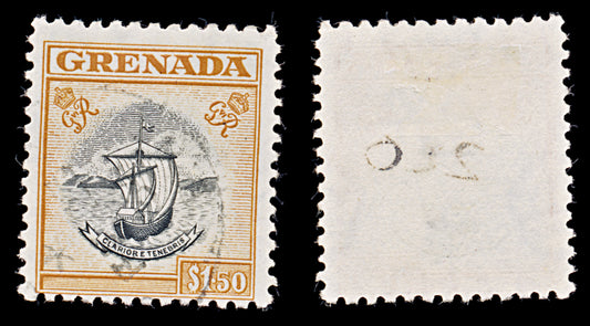 8055: Grenada SG183 1.50$ Orange 1951 Sc#162 Mi154 Used C£10