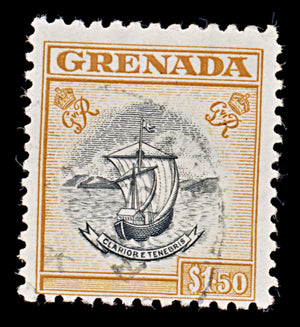 8055: Grenada SG183 1.50$ Orange 1951 Sc#162 Mi154 Used C£10