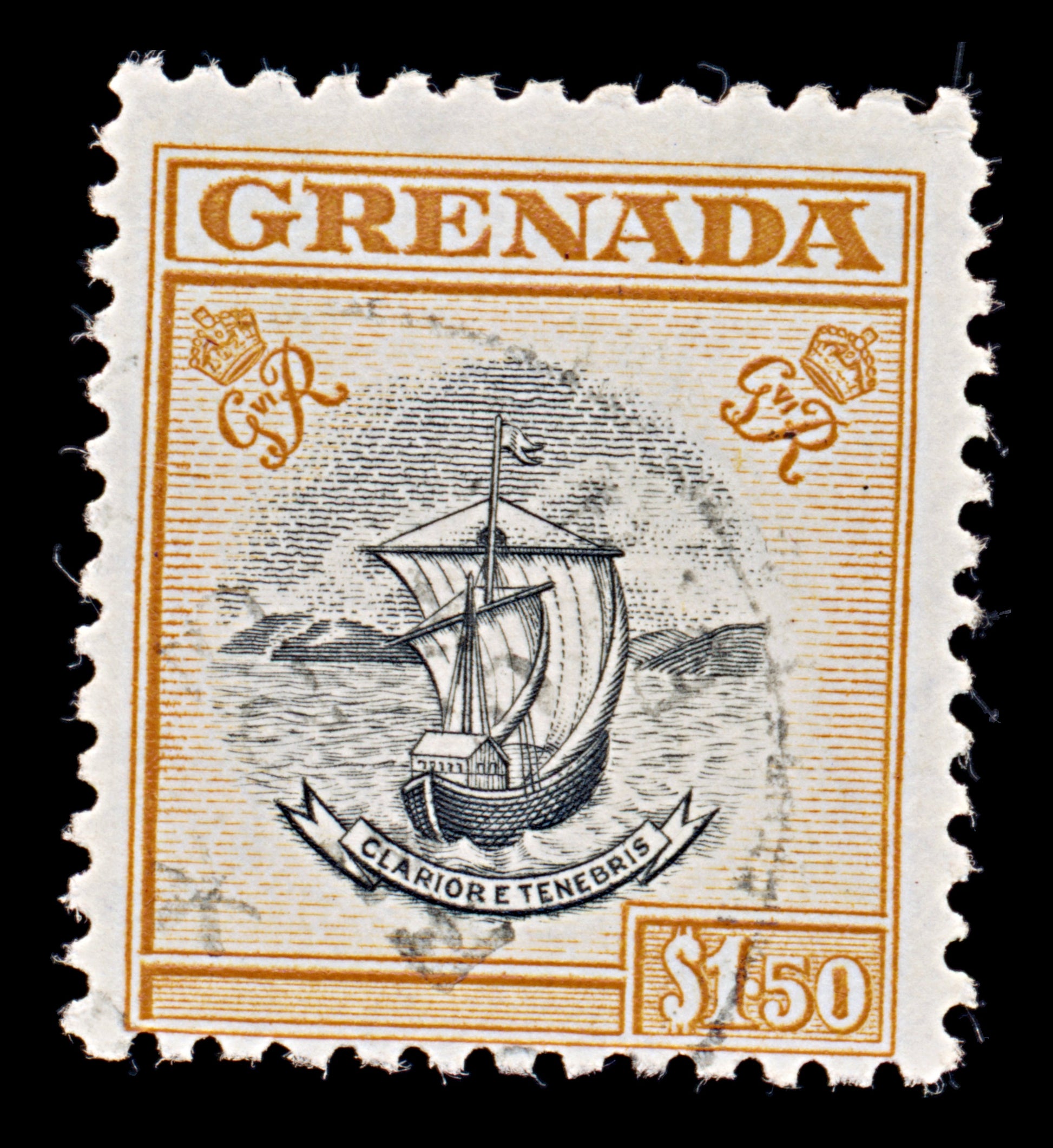 8055: Grenada SG183 1.50$ Orange 1951 Sc#162 Mi154 Used C£10