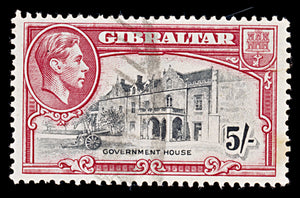 8056: Gibraltar SG129b 5s Black 1944 Sc#116 Mi115D Used C£17