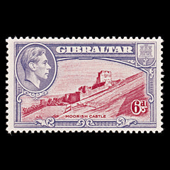 8058: Gibraltar SG126c 6d Grey violet & Scarlet 1942 Sc#113 Mi112D Mint MH C£14, view 3