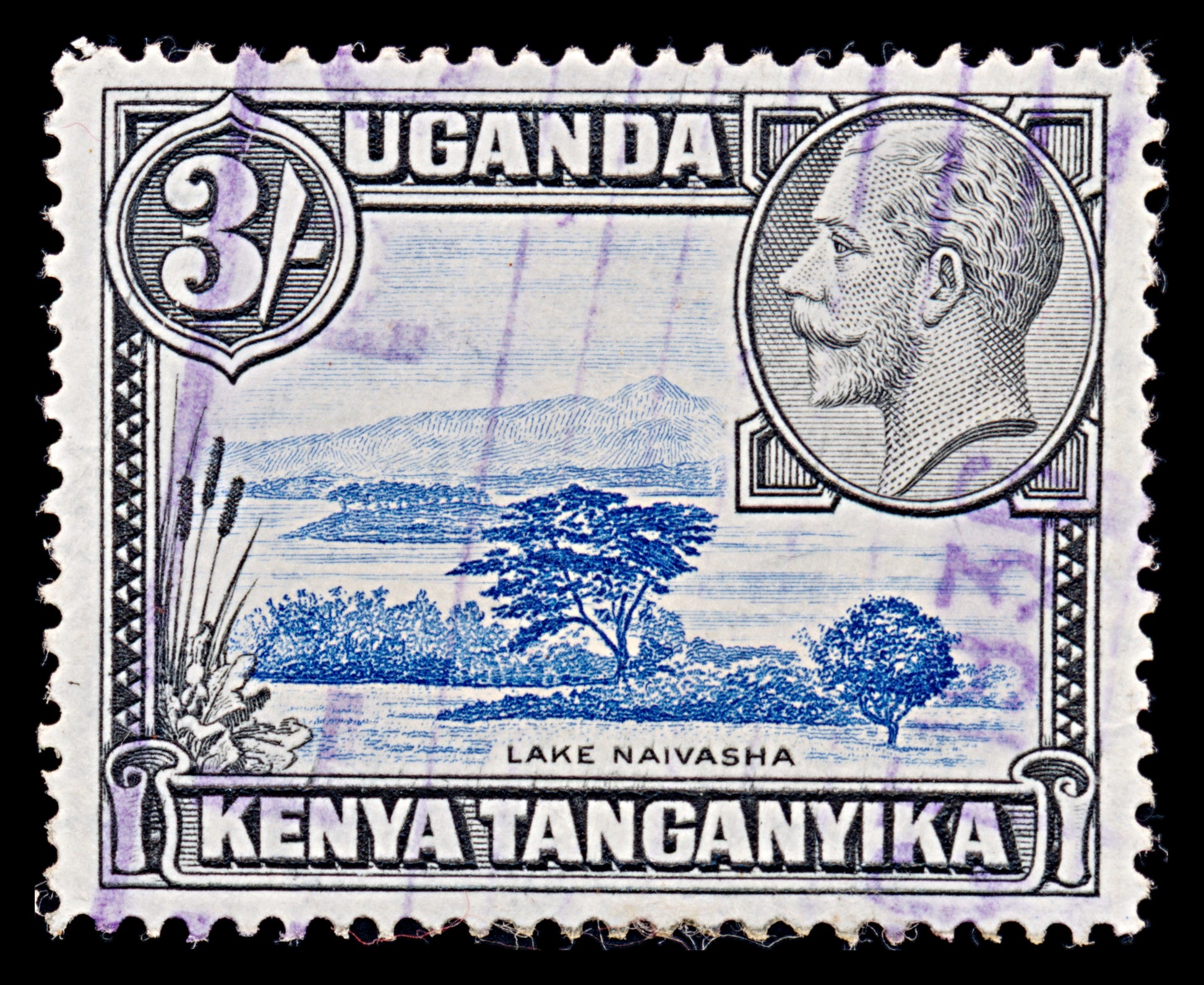 8067: KUT SG120 3s Blue & Black 1935 Sc#56 Mi41A Used C£15