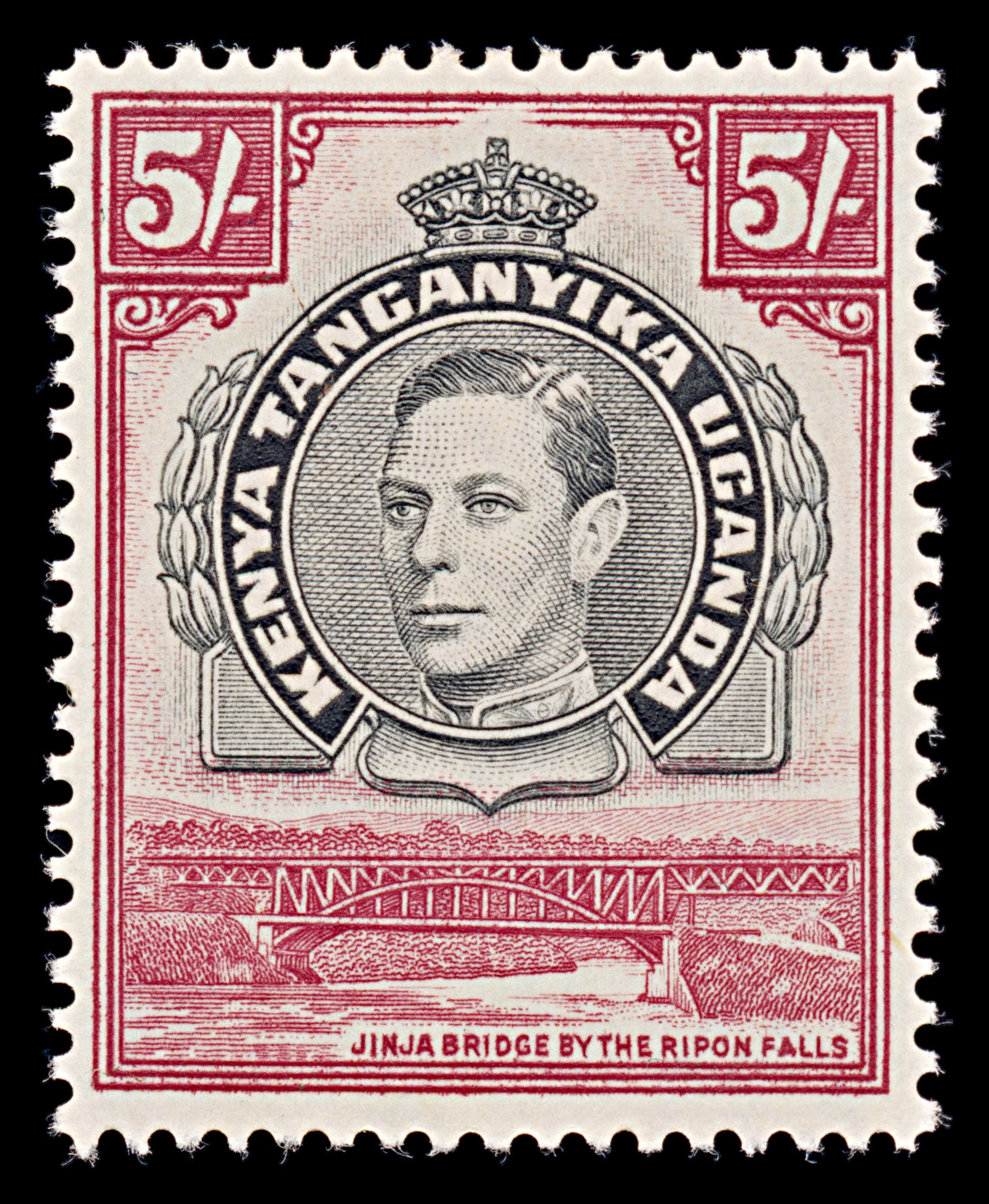 8071: KUT SG148b 5s Black & Carmine 1944 Sc#83 Mi69D Mint MVLH C£50