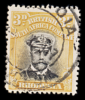 8077: Rhodesia SG221 3d Black & Dark yellow 1913 Used C£15