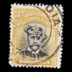 8077: Rhodesia SG221 3d Black & Dark yellow 1913 Used C£15, view 3